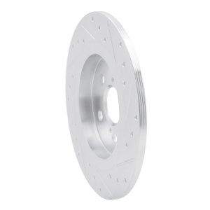 Lexus CT200H Brake Rotor (1) - Rear Left - R1 Concepts - Drilled & Slotted - Silver - `11-`17